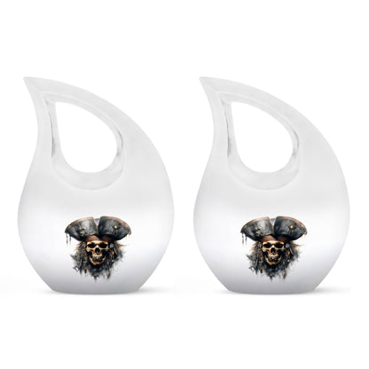 10-inch Skull Urn with Cross Drop design, personalize