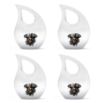 10-inch Skull Urn with Cross Drop design, personalize