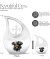 10-inch Skull Urn with Cross Drop design, personalize