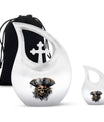 10-inch Skull Urn with Cross Drop design, personalize