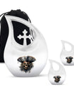 10-inch Skull Urn with Cross Drop design, personalize