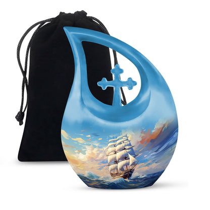 10-inch aluminium ship urn, Cross Drop design 