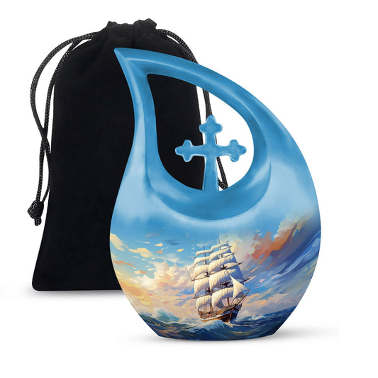 10-inch aluminium ship urn, Cross Drop design 