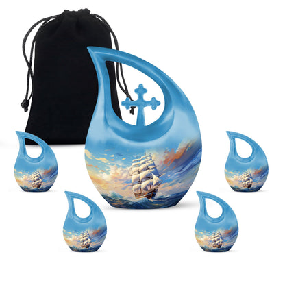 10-inch aluminium ship urn, Cross Drop design 