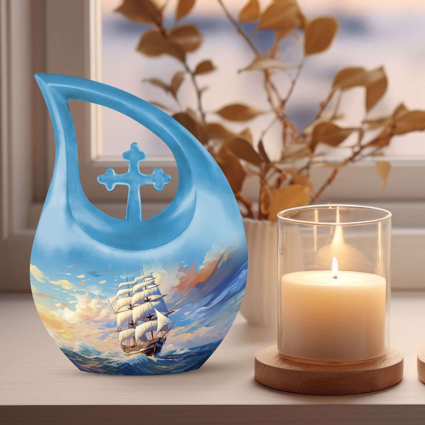 10-inch aluminium ship urn, Cross Drop design 