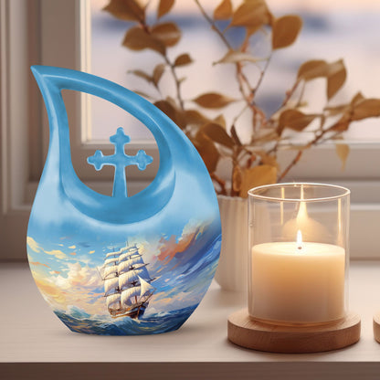 10-inch aluminium ship urn, Cross Drop design 