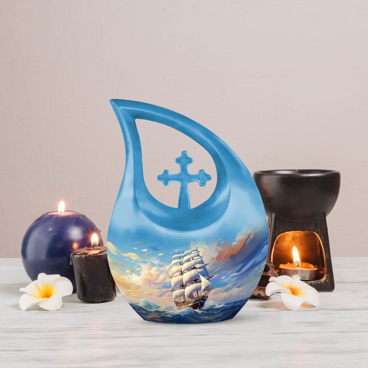 10-inch aluminium ship urn, Cross Drop design 