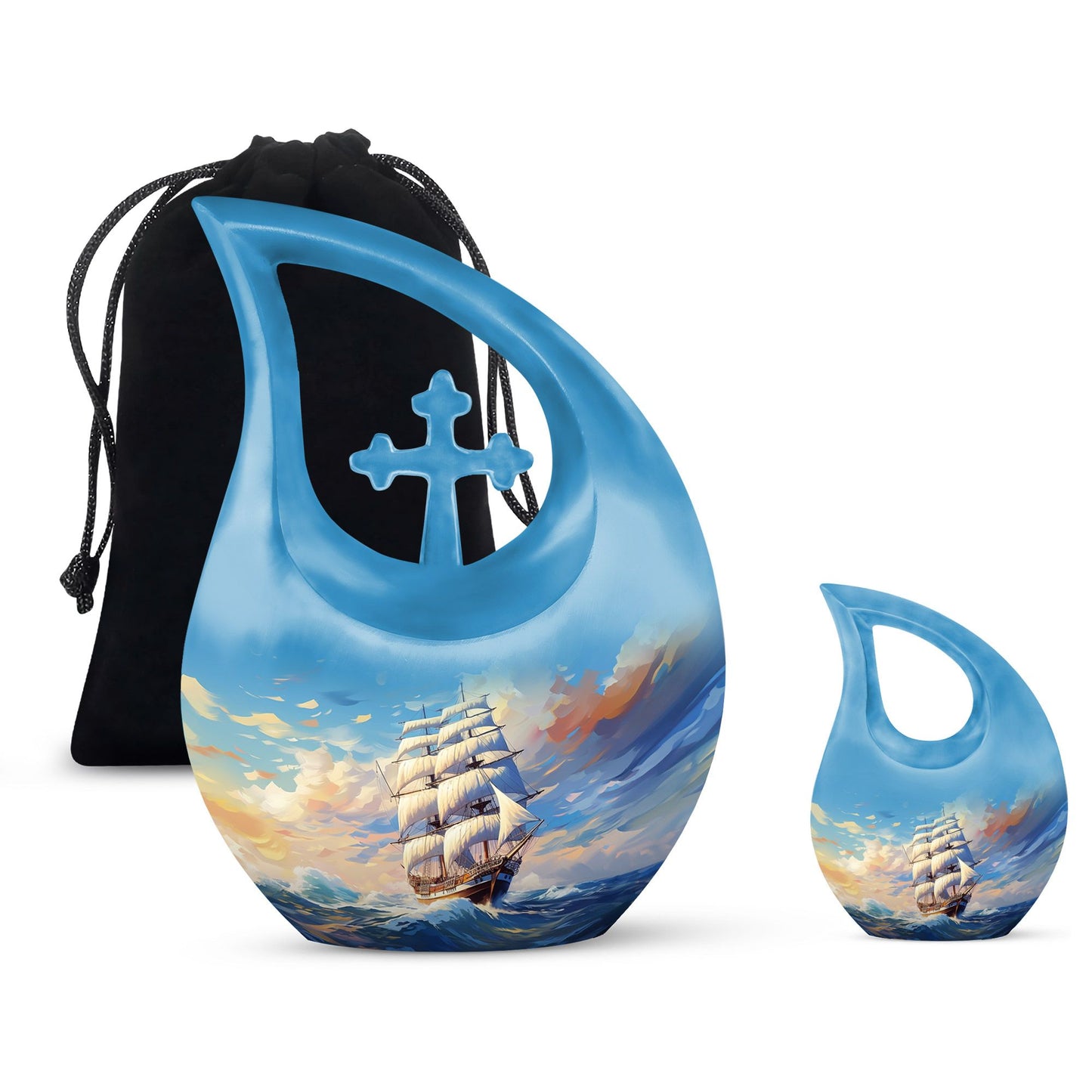 10-inch aluminium ship urn, Cross Drop design 