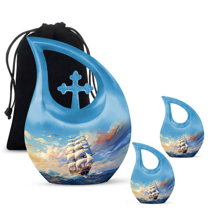 10-inch aluminium ship urn, Cross Drop design 