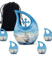 10-inch large ship urn with cross drop design, customizable 