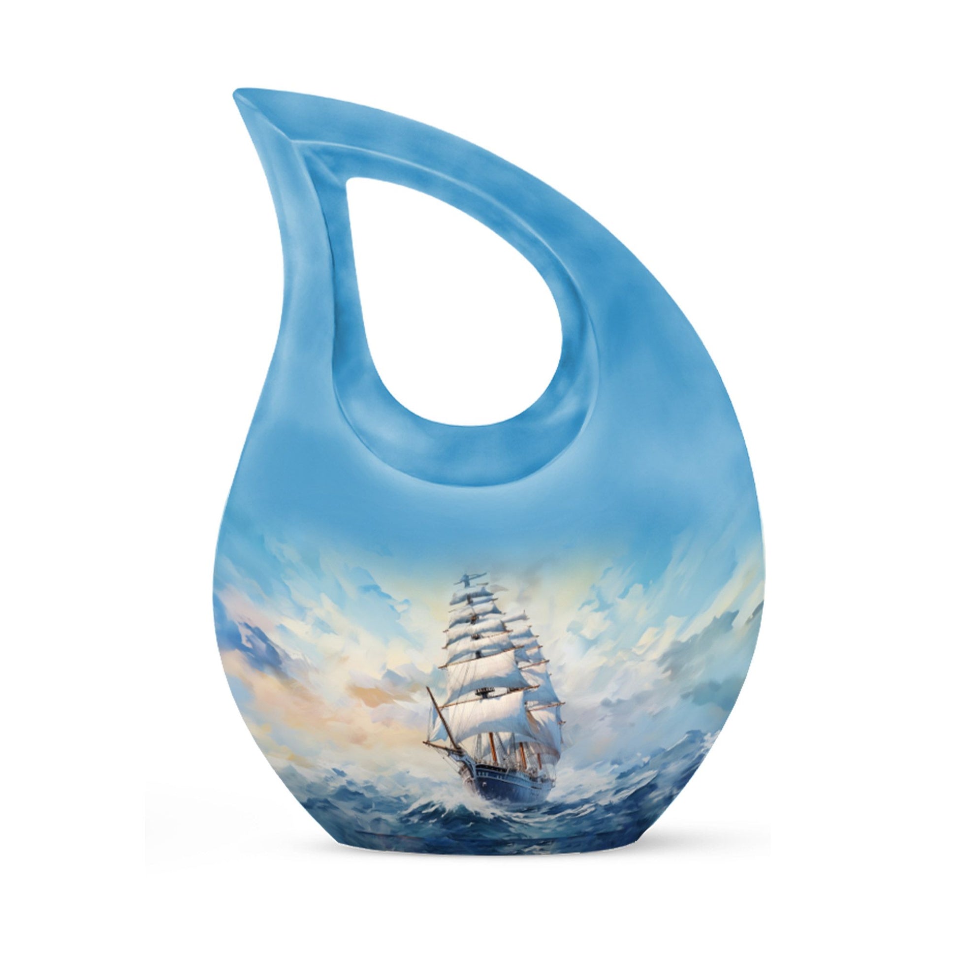 10-inch large ship urn with cross drop design, customizable 