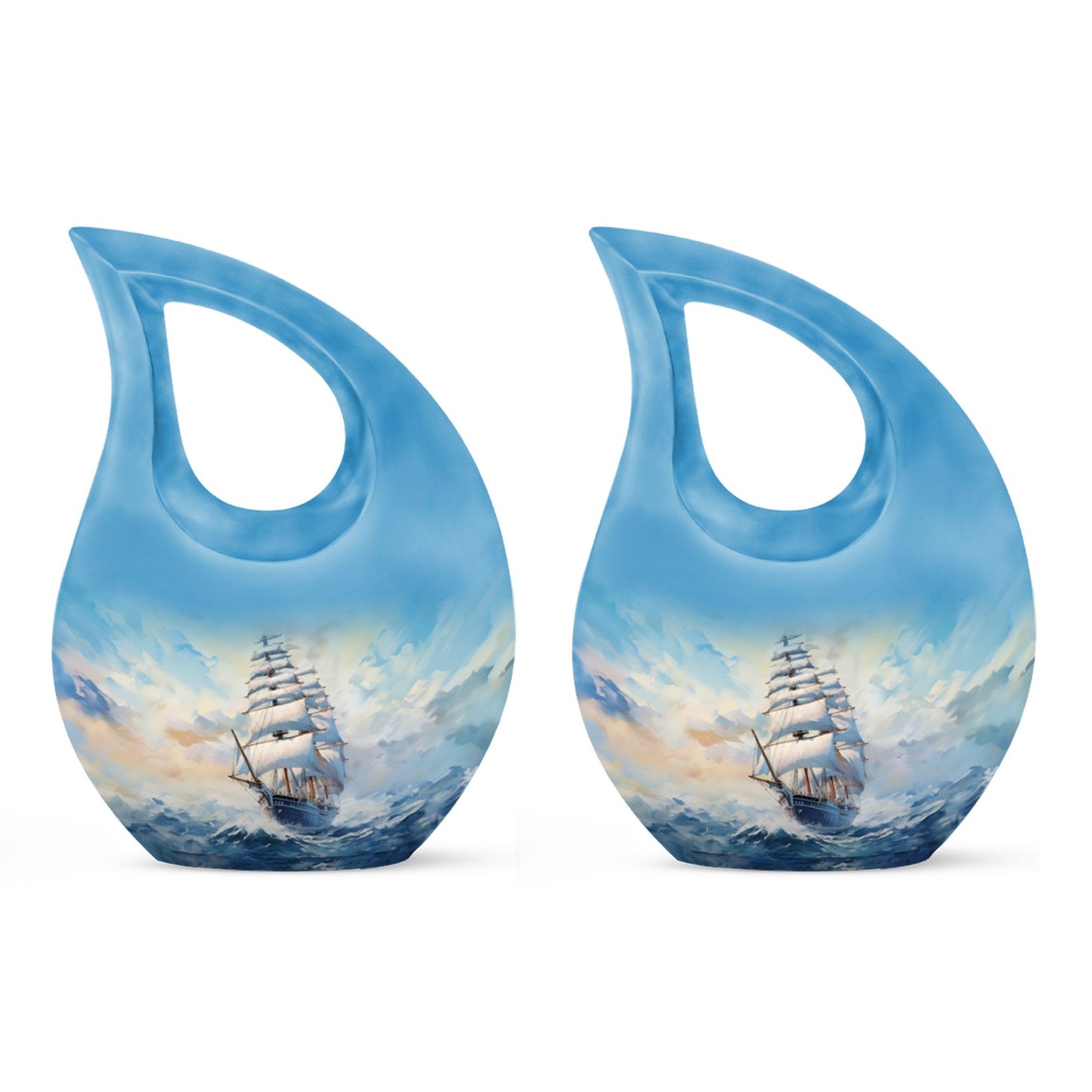 10-inch large ship urn with cross drop design, customizable 