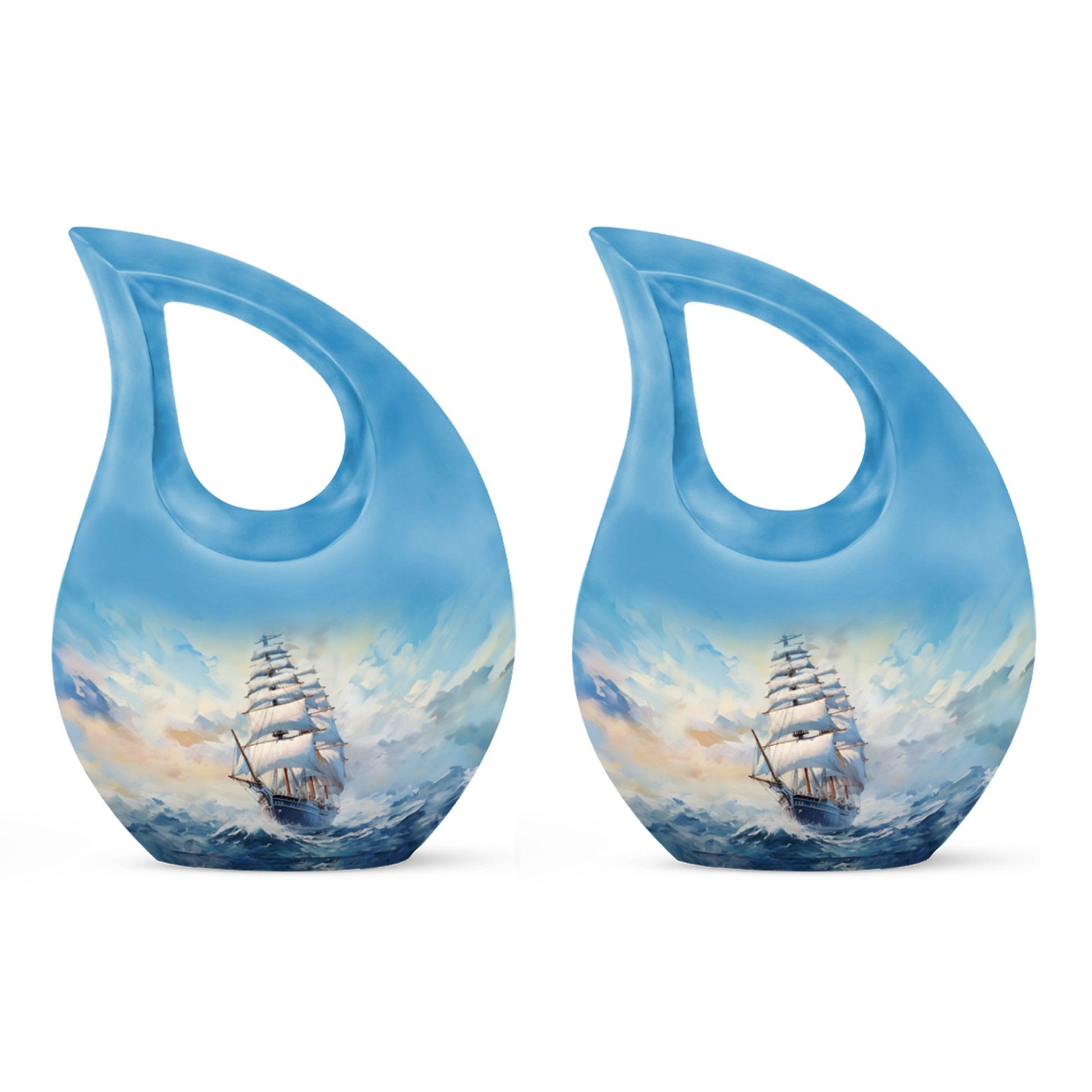 10-inch large ship urn with cross drop design, customizable 