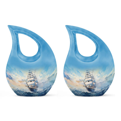 10-inch large ship urn with cross drop design, customizable 