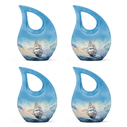 10-inch large ship urn with cross drop design, customizable 