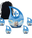 10-inch Ship Urn, Cross Drop Design, Aluminium Cremation Urn