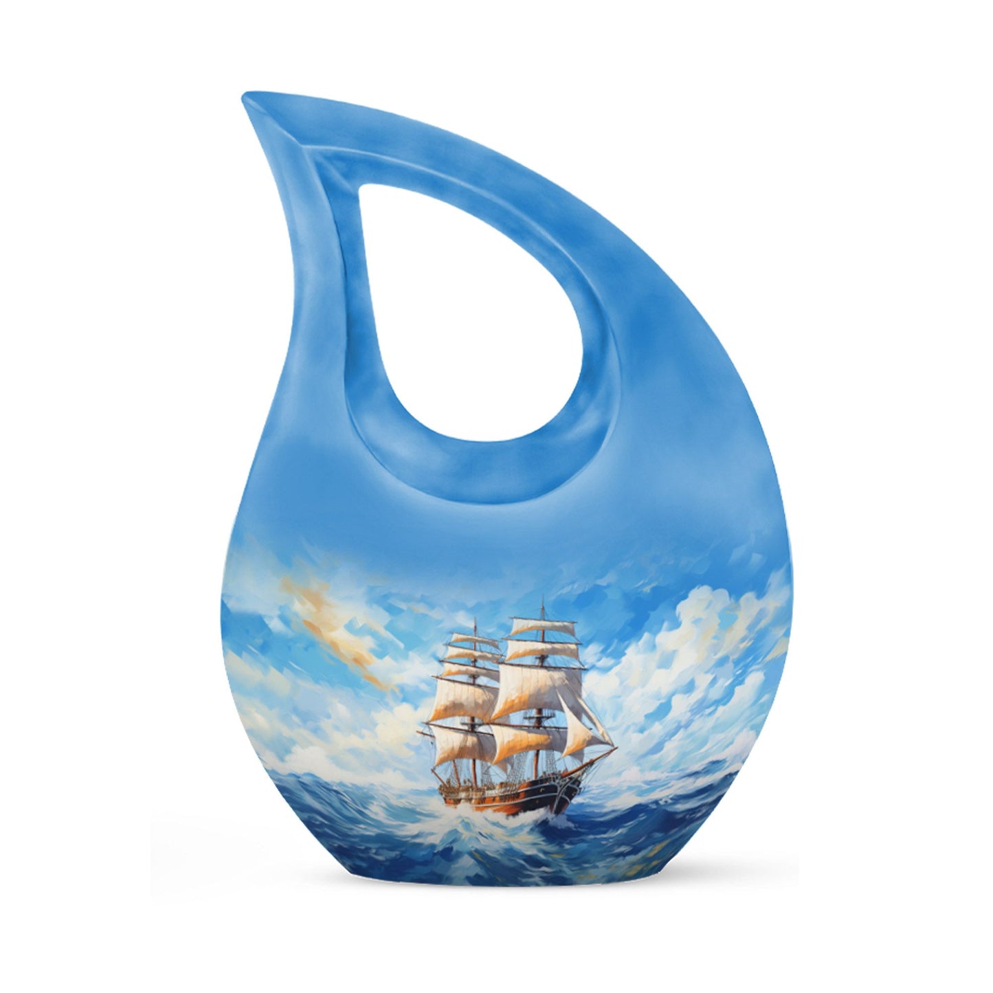 10-inch Ship Urn, Cross Drop Design, Aluminium Cremation Urn