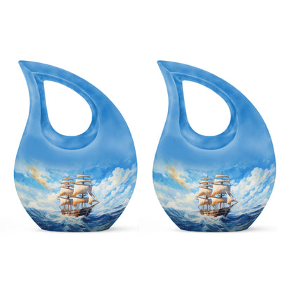 10-inch Ship Urn, Cross Drop Design, Aluminium Cremation Urn