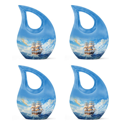 10-inch Ship Urn, Cross Drop Design, Aluminium Cremation Urn