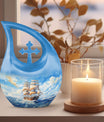 10-inch Ship Urn, Cross Drop Design, Aluminium Cremation Urn