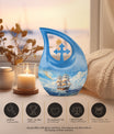 10-inch Ship Urn, Cross Drop Design, Aluminium Cremation Urn