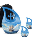 10-inch Ship Urn, Cross Drop Design, Aluminium Cremation Urn