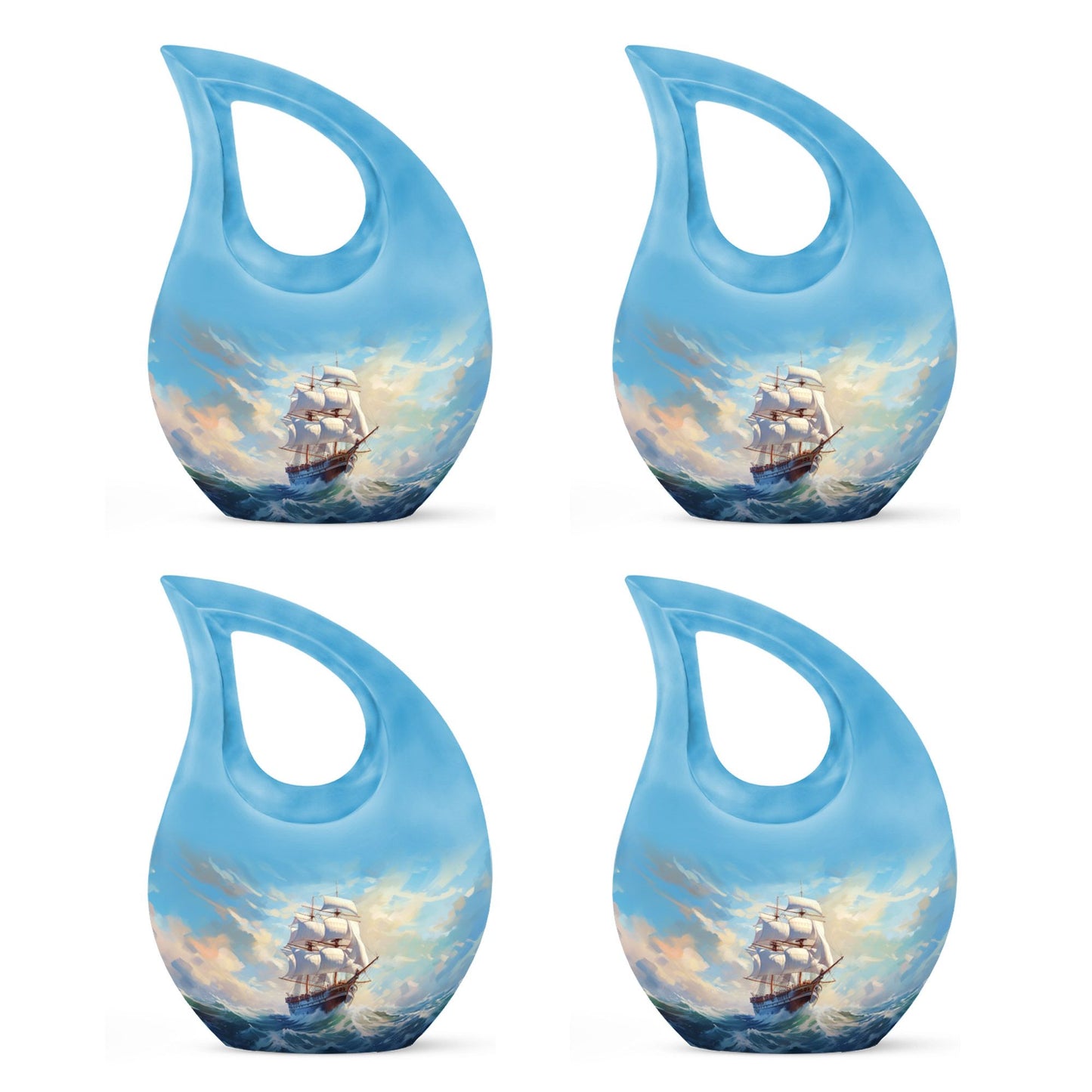 10-inch Ship Urn in Cross Drop design for cremation ashes, 