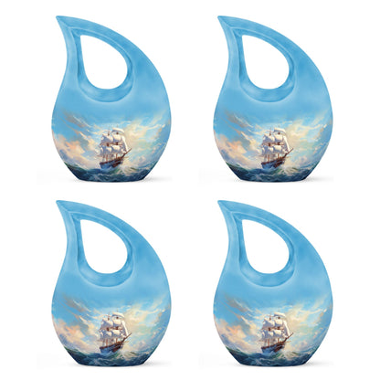 10-inch Ship Urn in Cross Drop design for cremation ashes, 