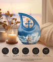 10-inch Ship-themed Marble Urn with Cross
