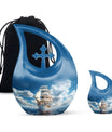10-inch Ship-themed Marble Urn with Cross