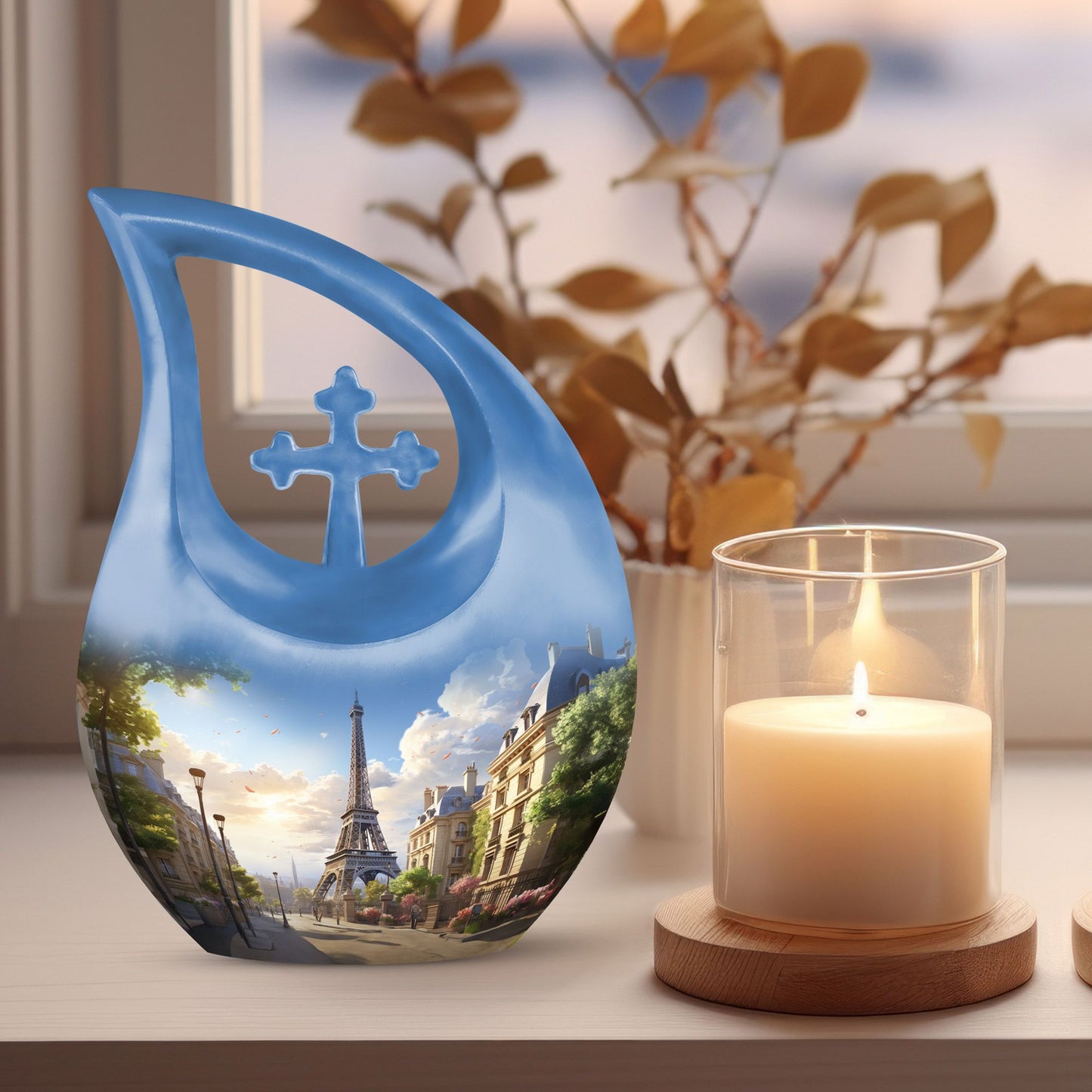 10-inch Eiffel Tower urn, cross drop design 