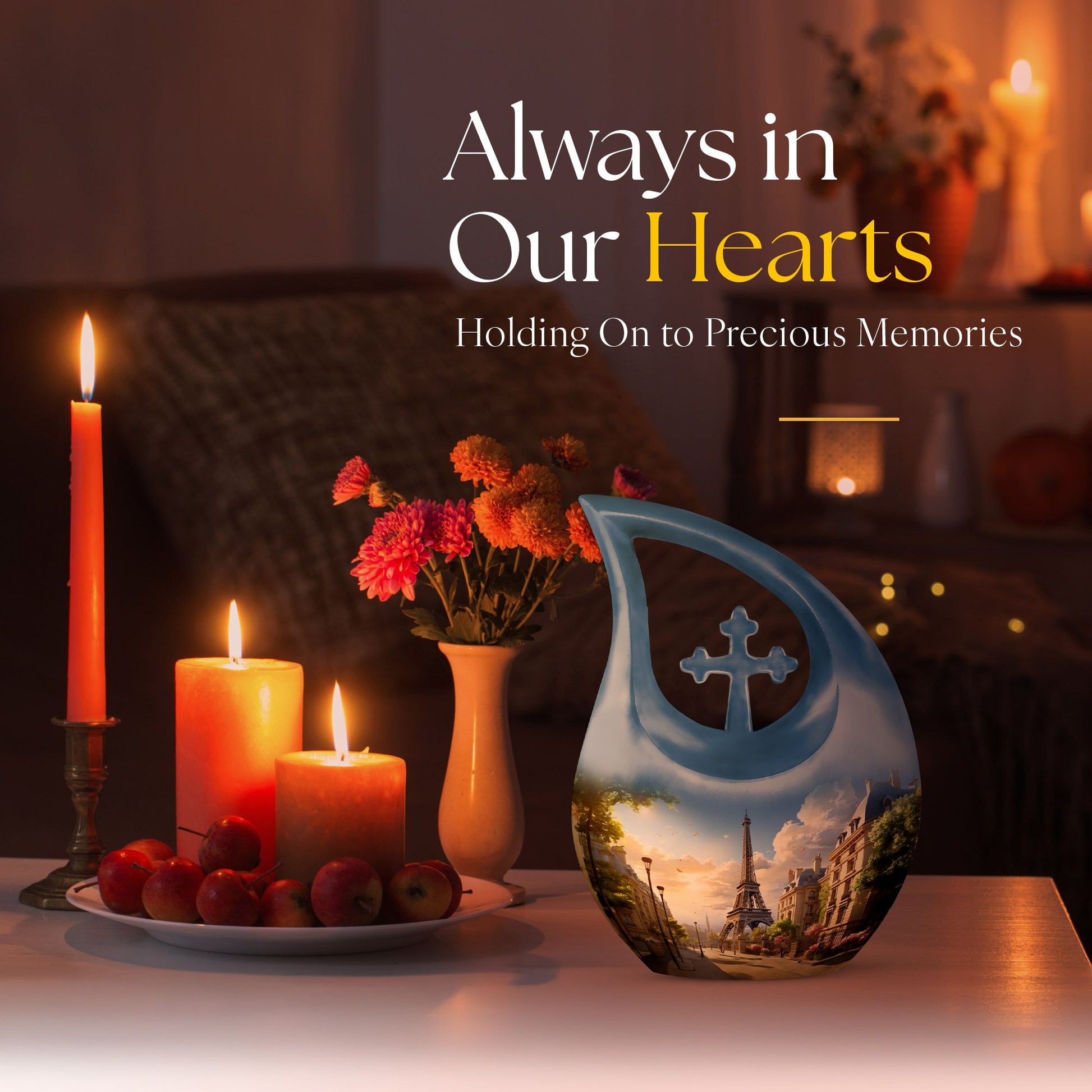 10-inch Eiffel Tower urn, cross drop design 