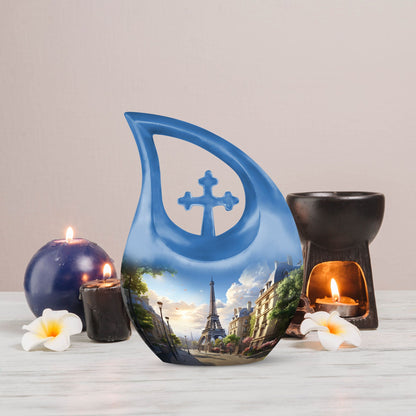 10-inch Eiffel Tower urn, cross drop design 