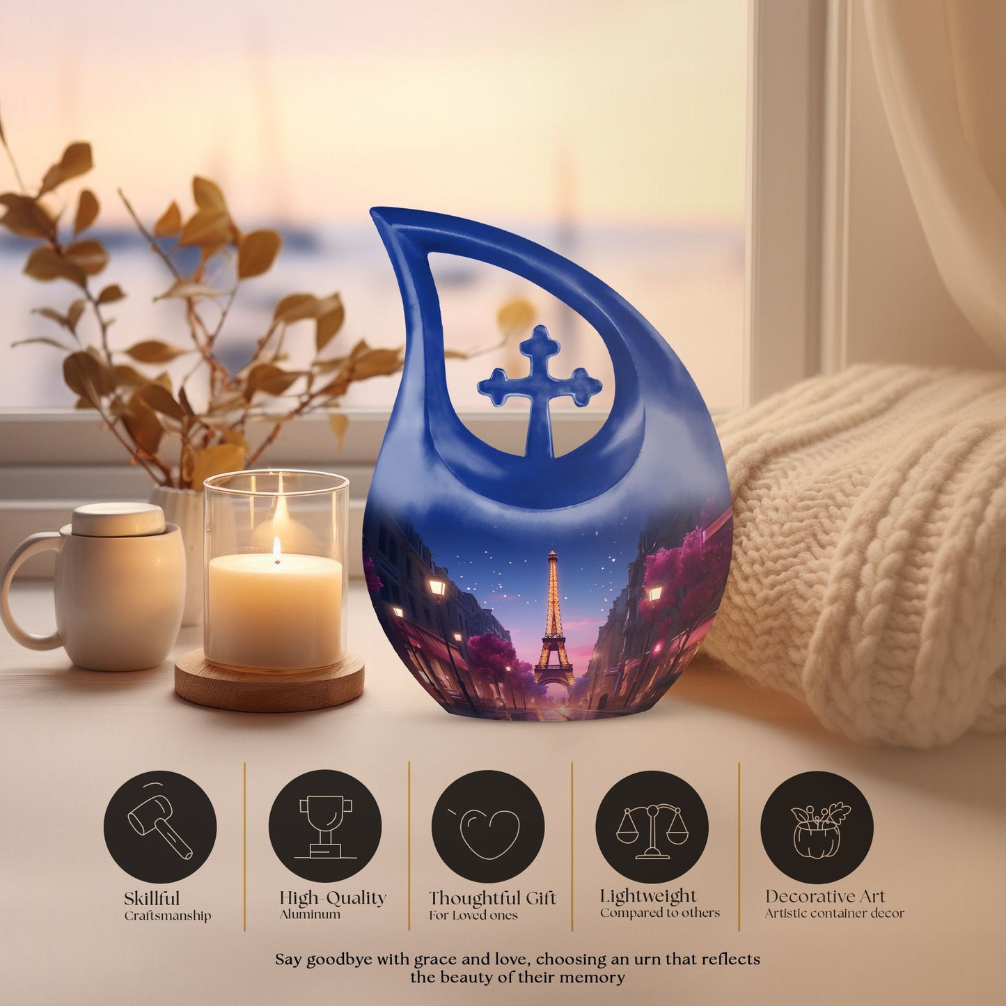10 inch Eiffel Tower themed Cremation Urn 