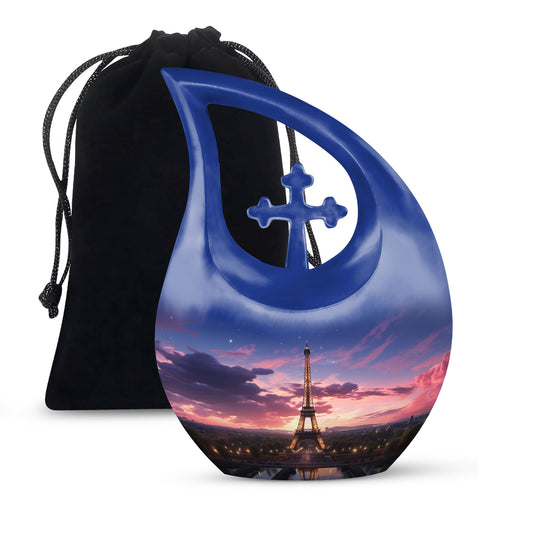 10-inch Eiffel Tower-themed Cross Drop Urn