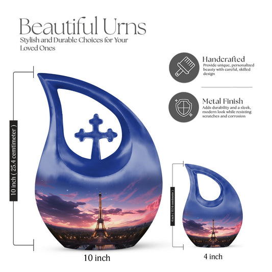 10-inch Eiffel Tower-themed Cross Drop Urn