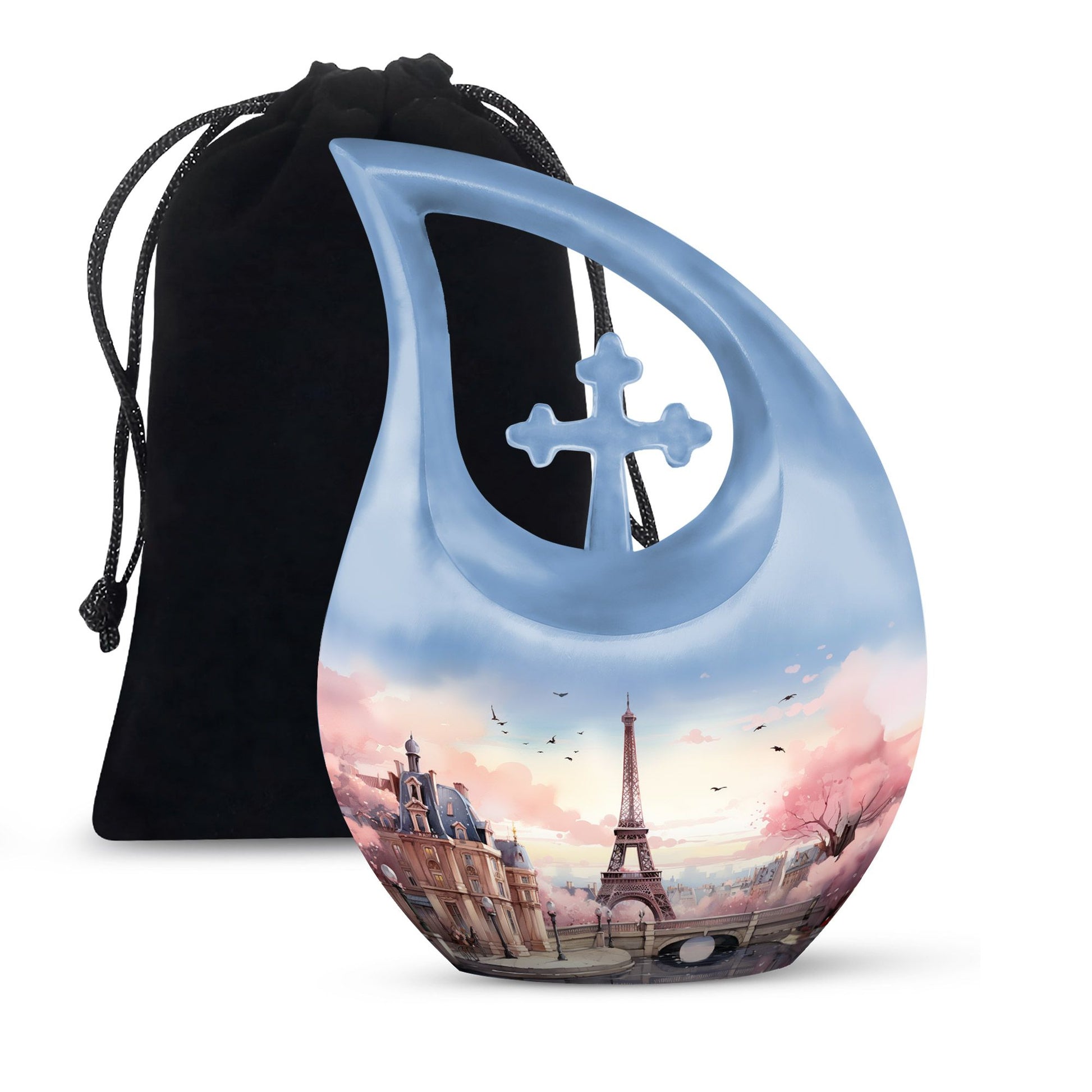 Eiffel Tower themed, Cross Drop design urn