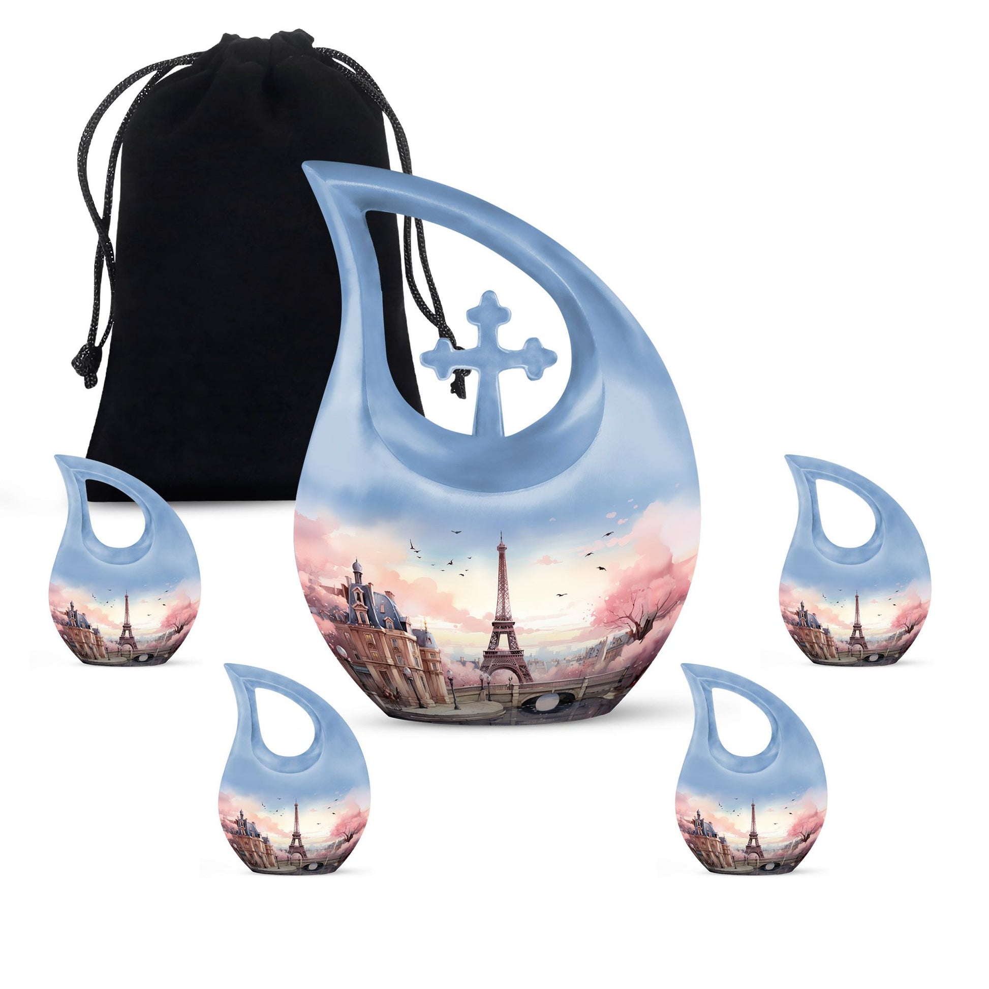 Eiffel Tower themed, Cross Drop design urn