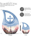 Eiffel Tower themed, Cross Drop design urn