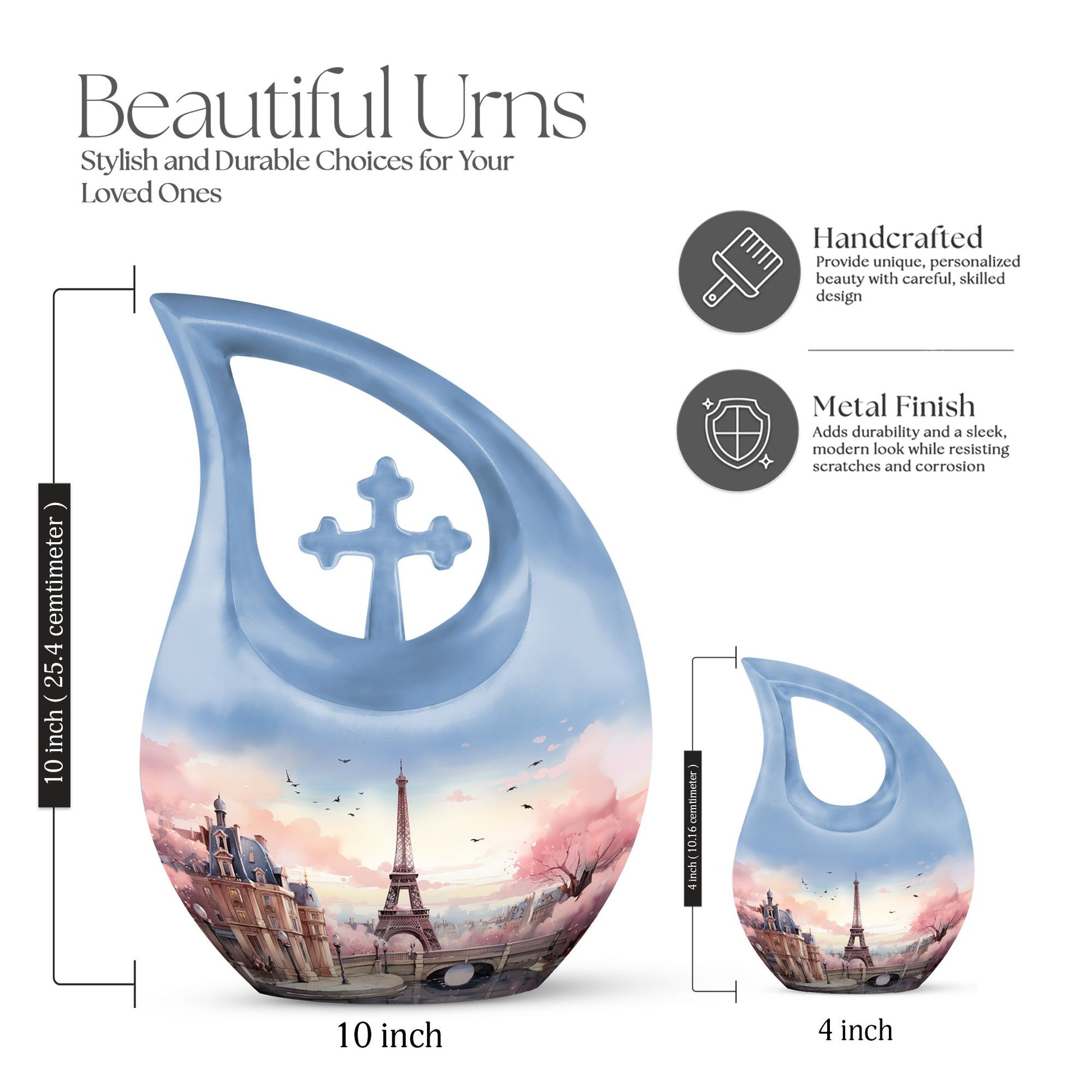 Eiffel Tower themed, Cross Drop design urn