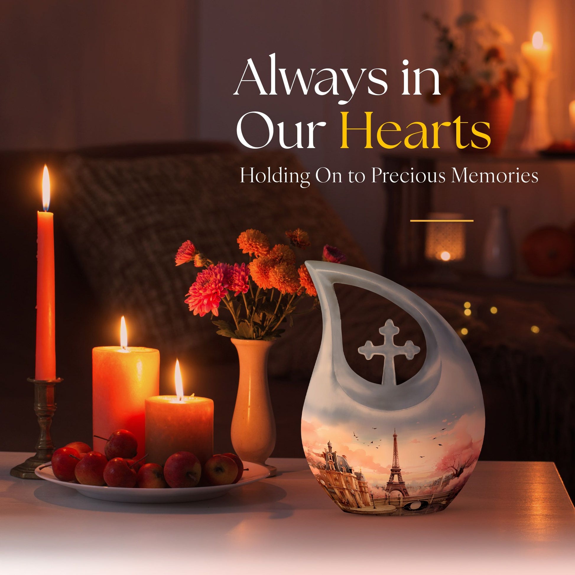 Eiffel Tower themed, Cross Drop design urn