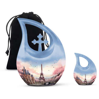 Eiffel Tower themed, Cross Drop design urn