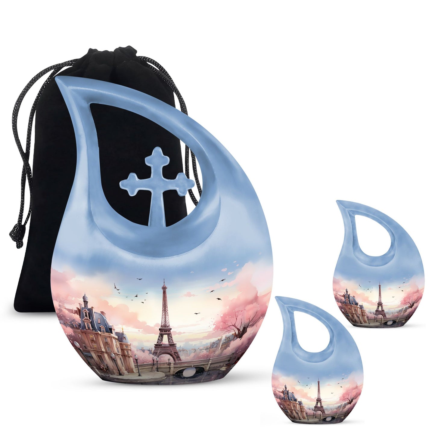 Eiffel Tower themed, Cross Drop design urn