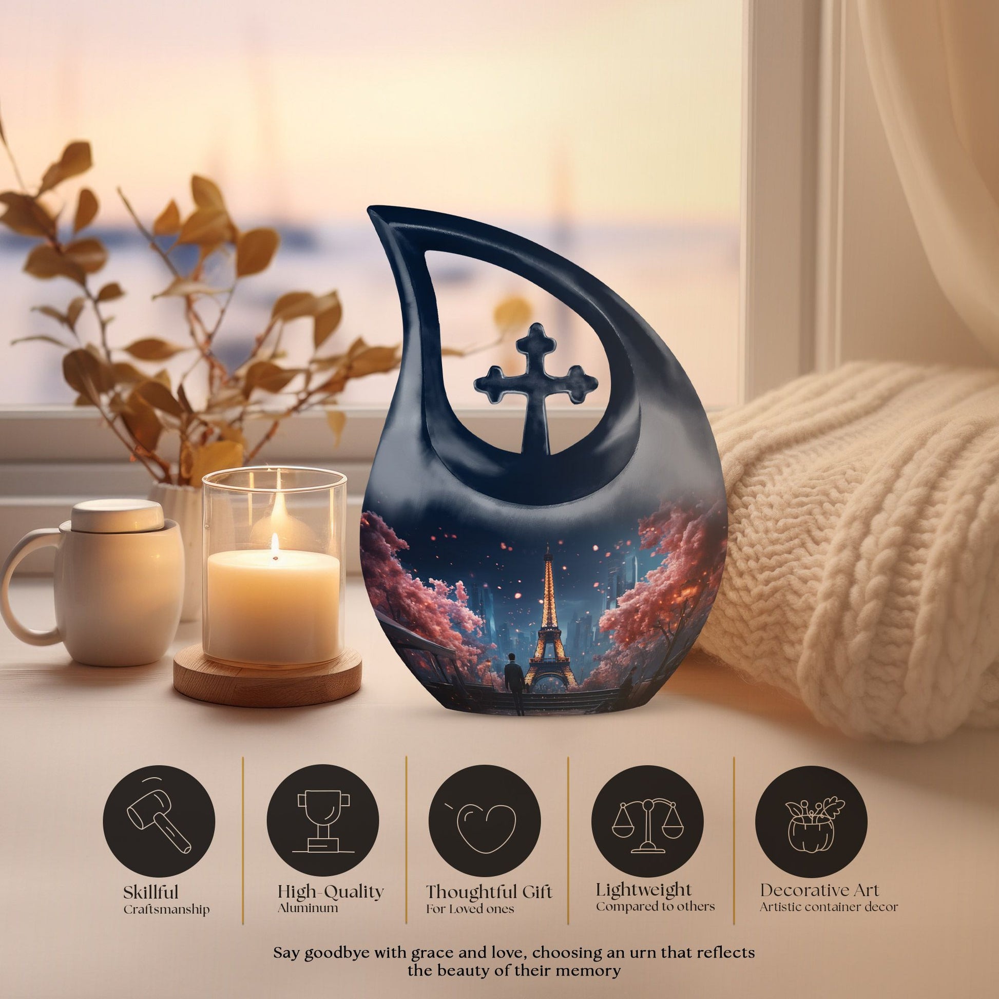 10-Inch Eiffel Tower Memorial Urn 