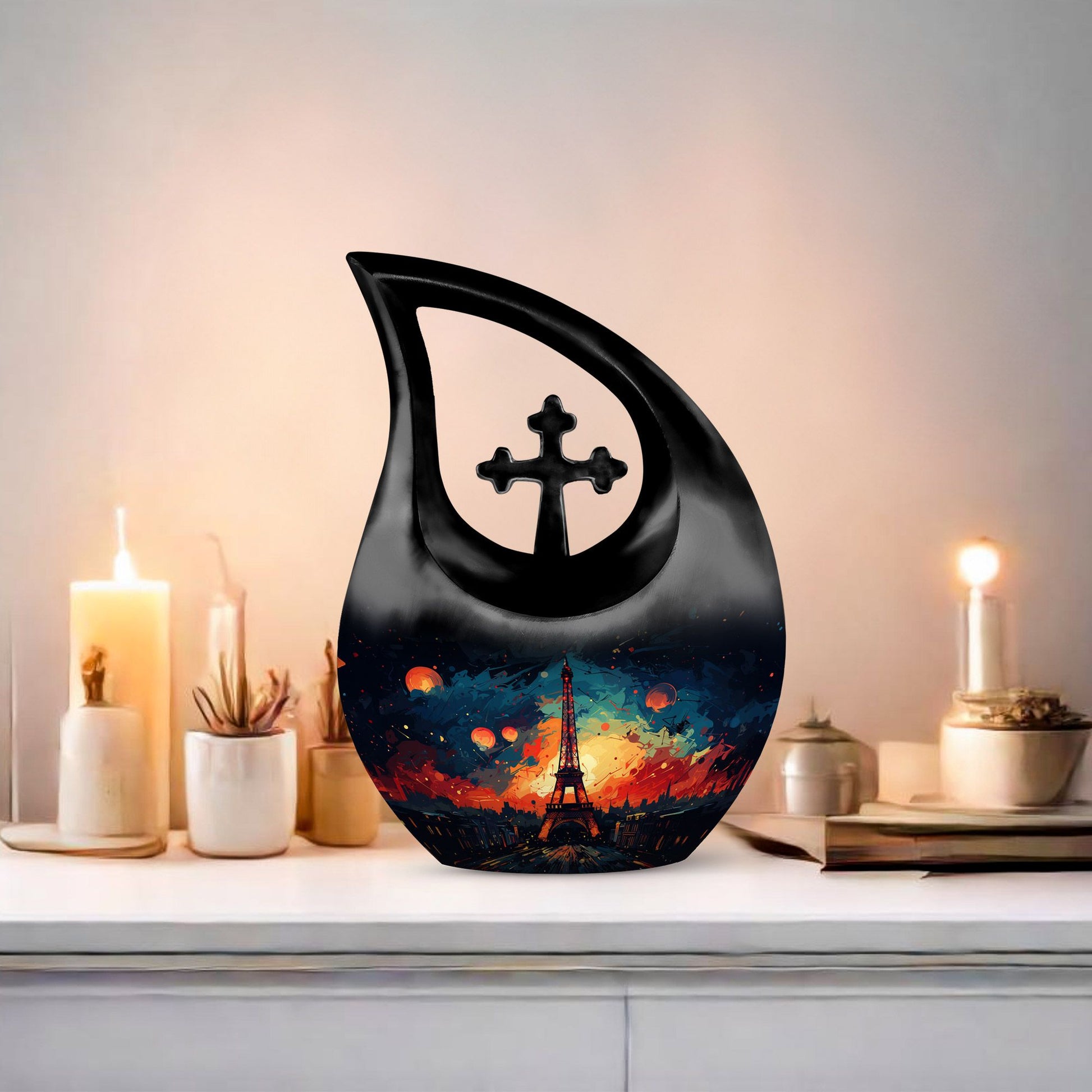 Purple Eiffel Tower urn 