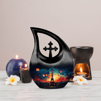 Purple Eiffel Tower urn 