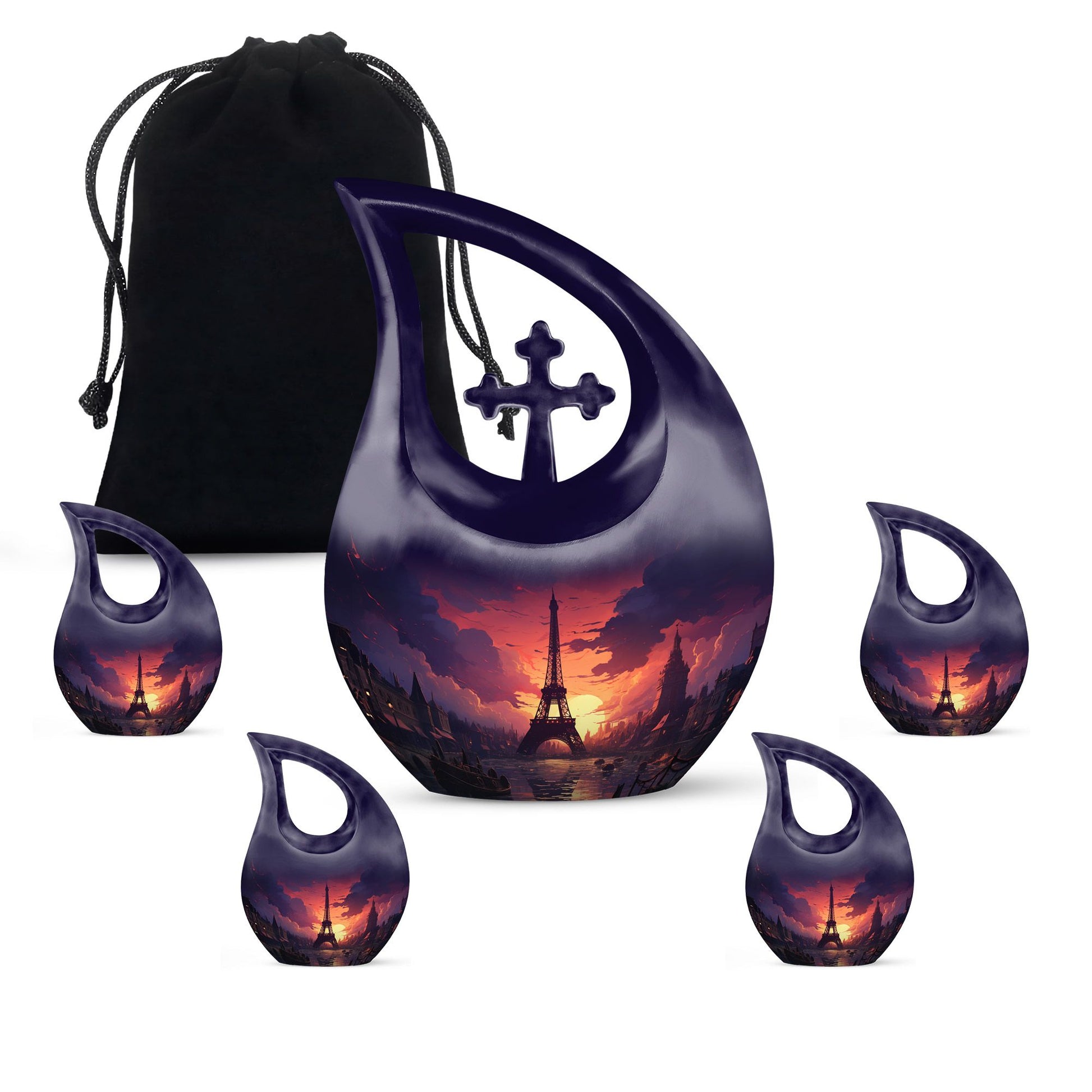 Eiffel Tower themed Cross Drop design urn