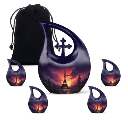 Eiffel Tower themed Cross Drop design urn