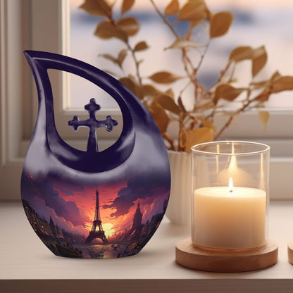 Eiffel Tower themed Cross Drop design urn