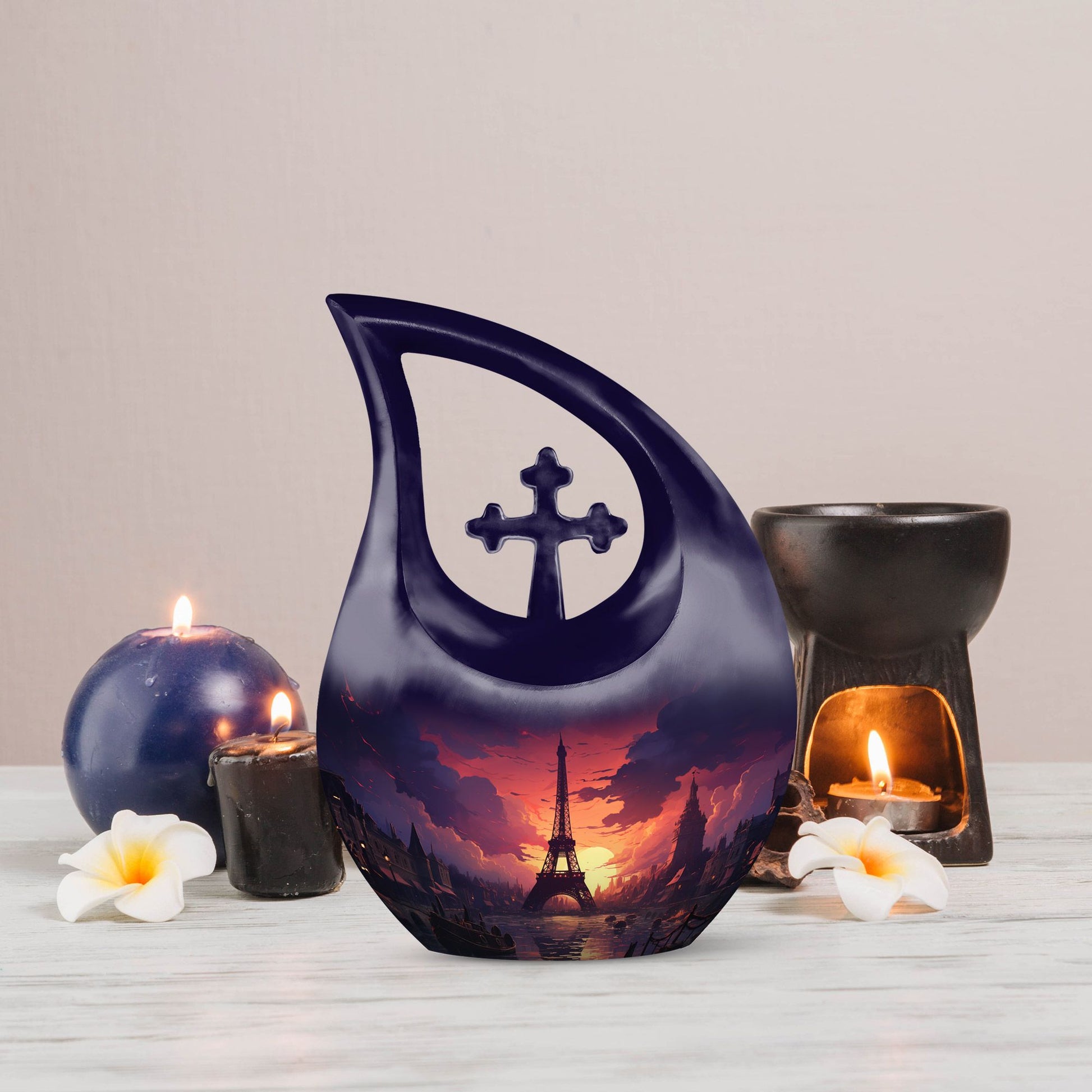 Eiffel Tower themed Cross Drop design urn